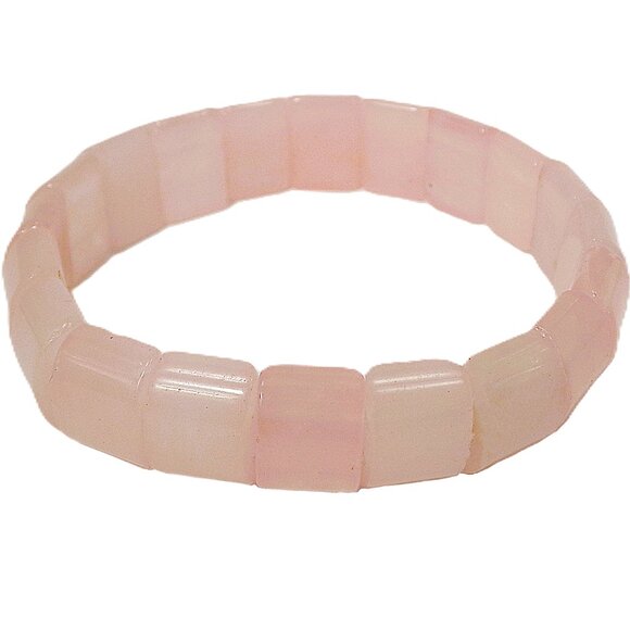 Pink rose quartz stone stretch bracelet with rectangle curved shaped stones - Picture 12 of 12